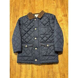 CROWN & IVY Size 3T Boys Barn Coat Quilted Puffer Jacket Warm Winter Navy Blue
